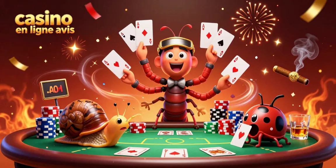 Les personnages de casino en ligne avis à la table de poker avec des cartes et des jetons colorés.