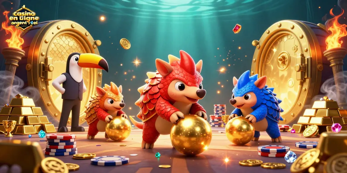 Plongez dans l'univers du casino en ligne argent réel avec des pangolins rivalisant pour des gains riches.