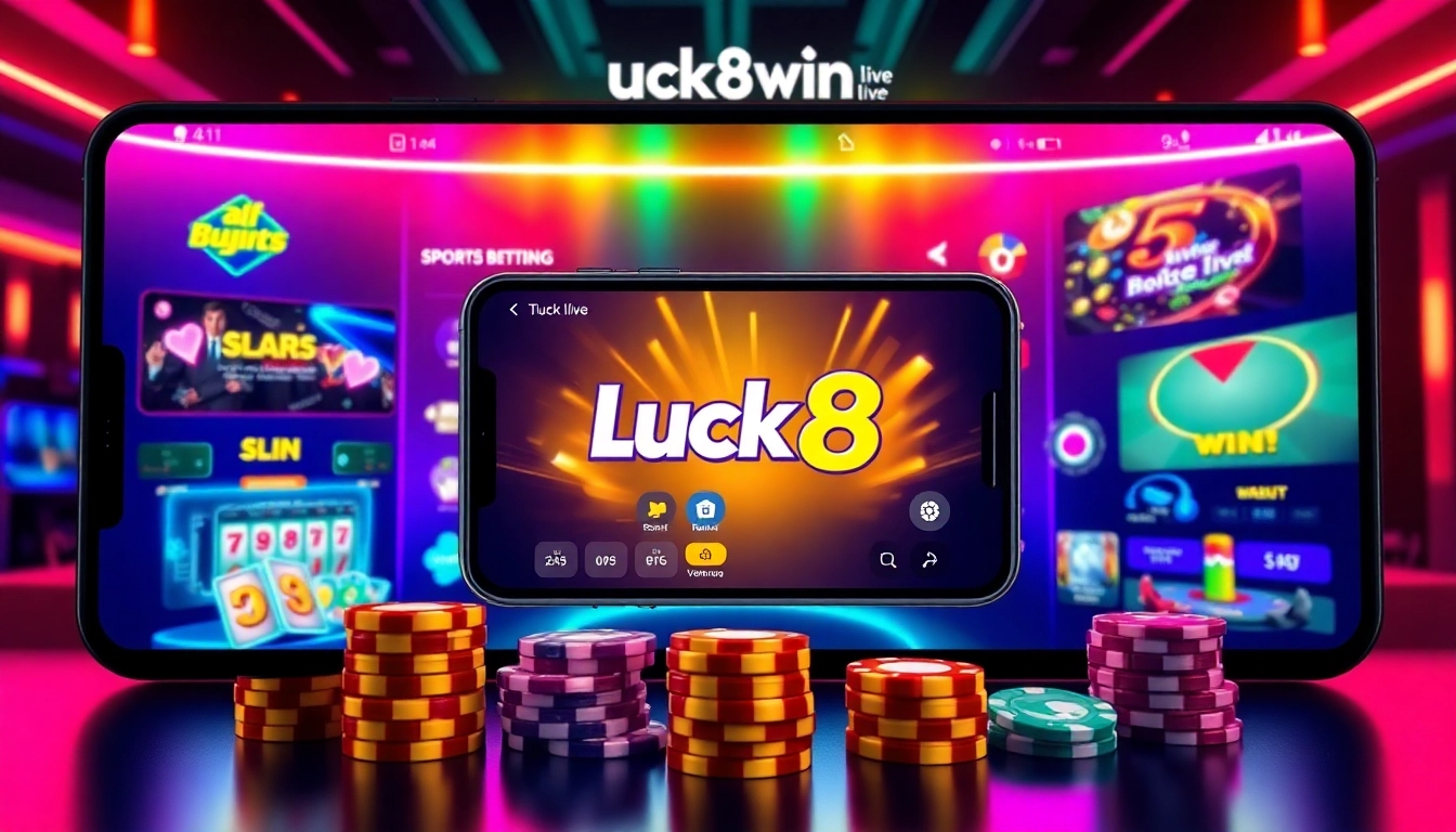Experience online gaming at luck8win.live with a vibrant digital casino interface.