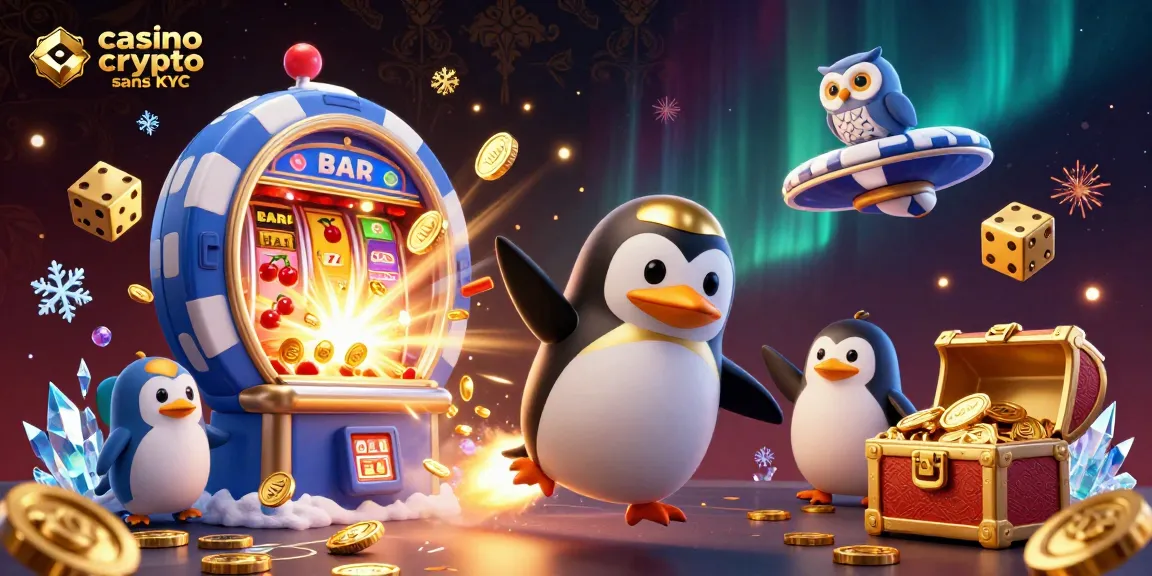Le casino crypto sans KYC propose une expérience de jeu immersive et sécurisée avec un pingouin doré et un jackpot de machines à sous.