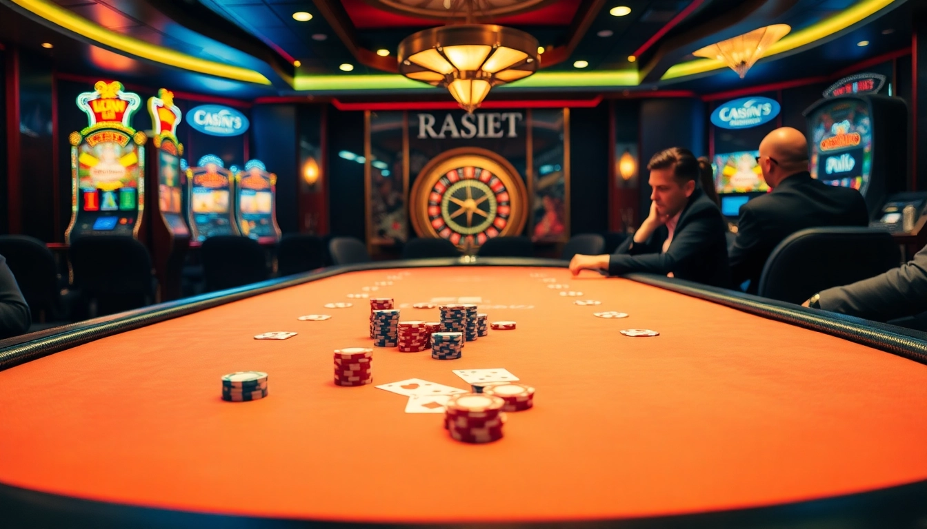 Vivez l'excitation d'un site de casino en ligne avec une scène de table de poker élégante.