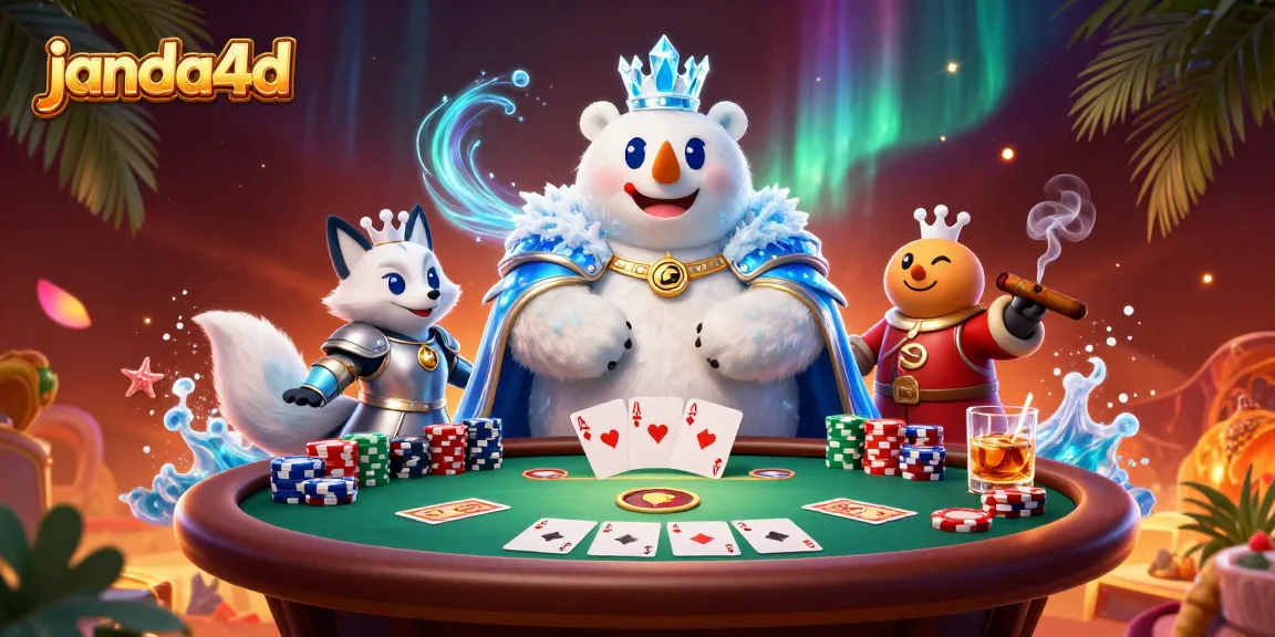 Janda4d menghadirkan aksi seru di meja poker dengan karakter kartun beruang kutub dan rubah salju.