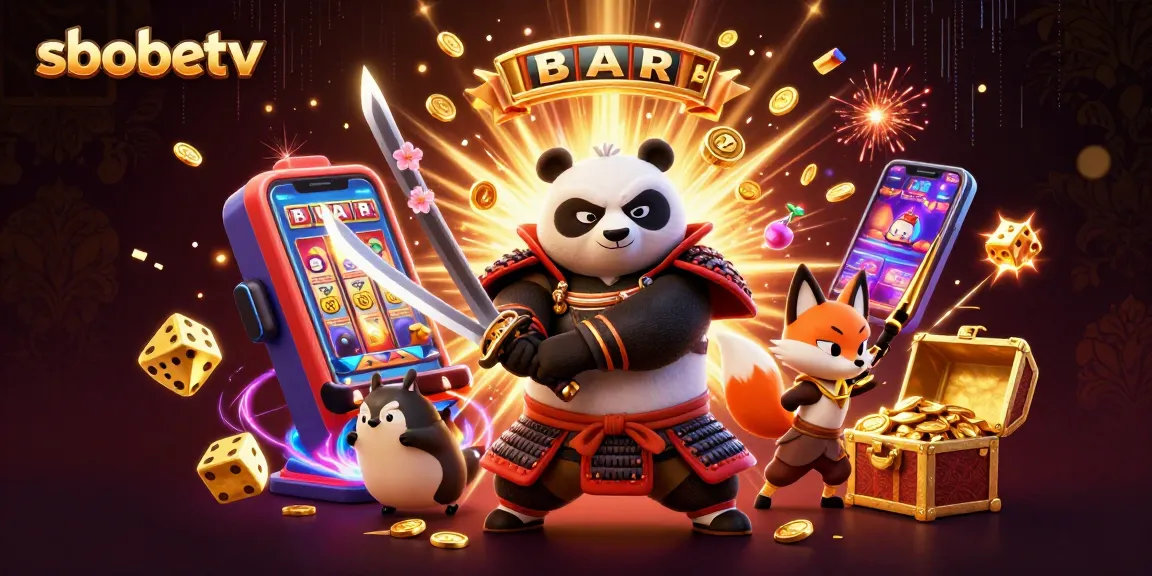 Engage in thrilling games with sbobetv through a vibrant 3D casino scene featuring iconic characters and rich rewards.