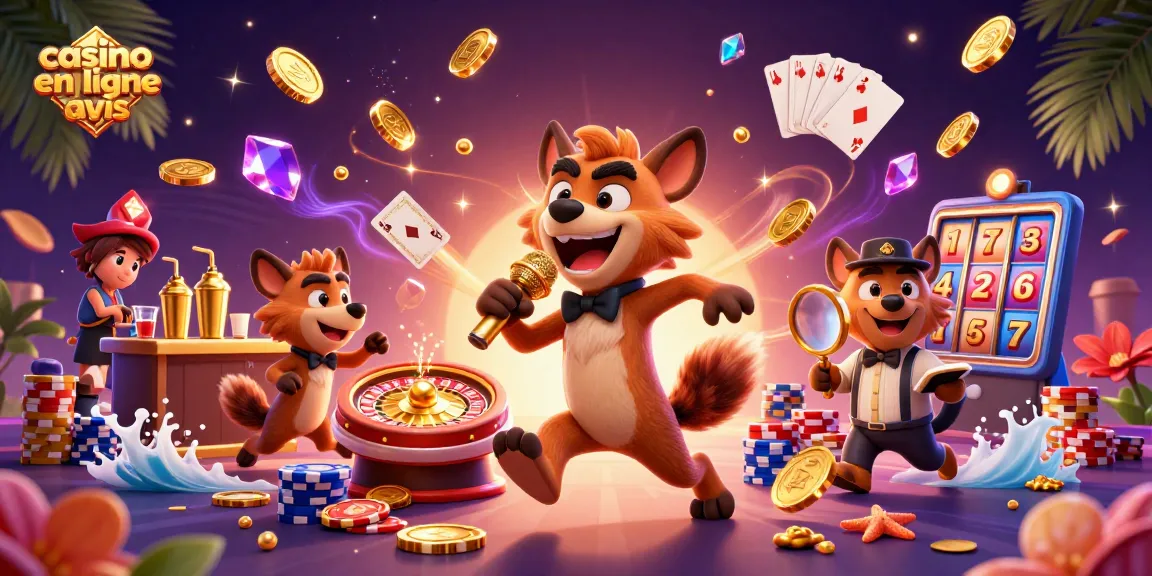 Casino en ligne avis : Animation ludique d’un club de casino avec hyènes et jeux de chance.