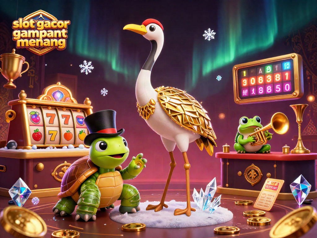 Engage with the slot gacor gampang menang world through a vibrant, interactive casino scene featuring lively characters.