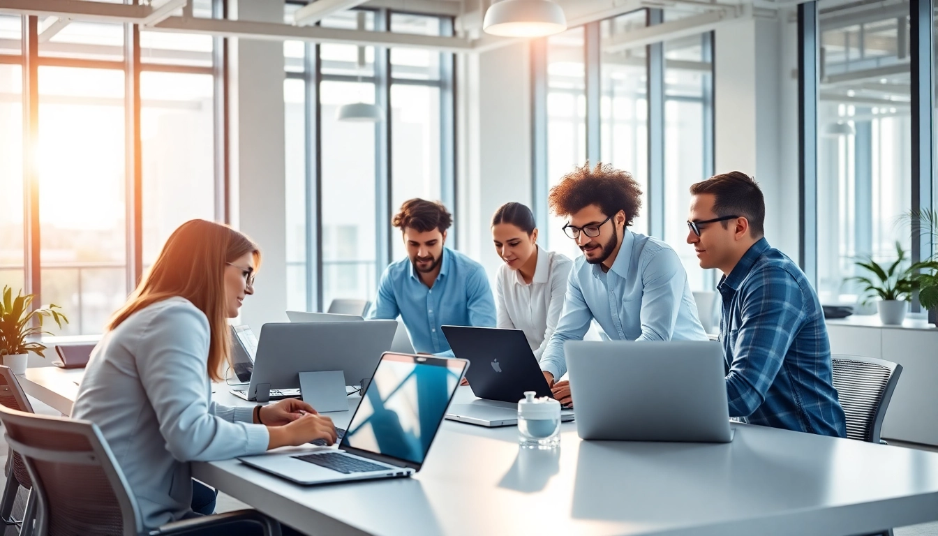 Showcasing an ai assistant for enterprise teams enhancing collaboration in a bright office setting.