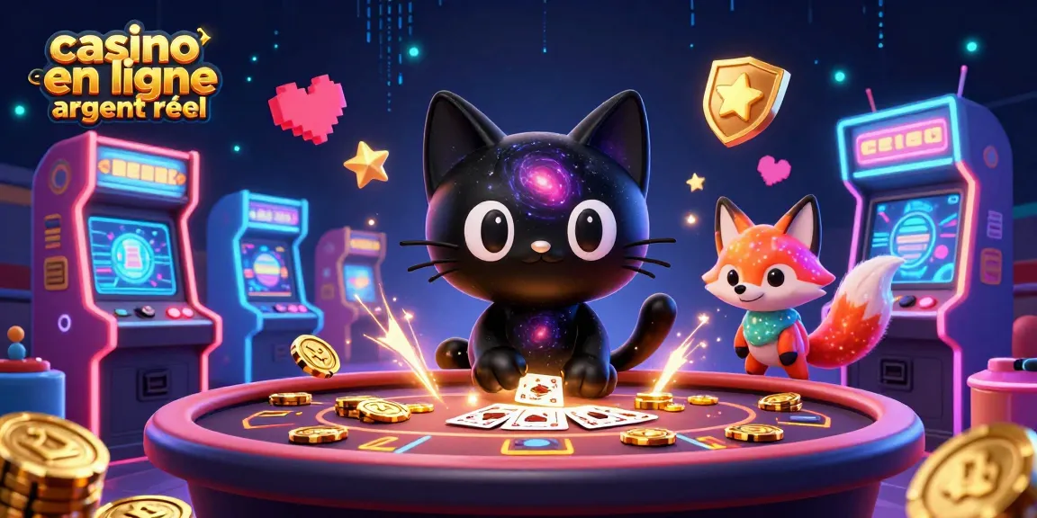 Profitez de l'expérience d'un casino en ligne argent réel avec un chat noir gravitationnel et un renard nébuleux dans un décor cosmique.