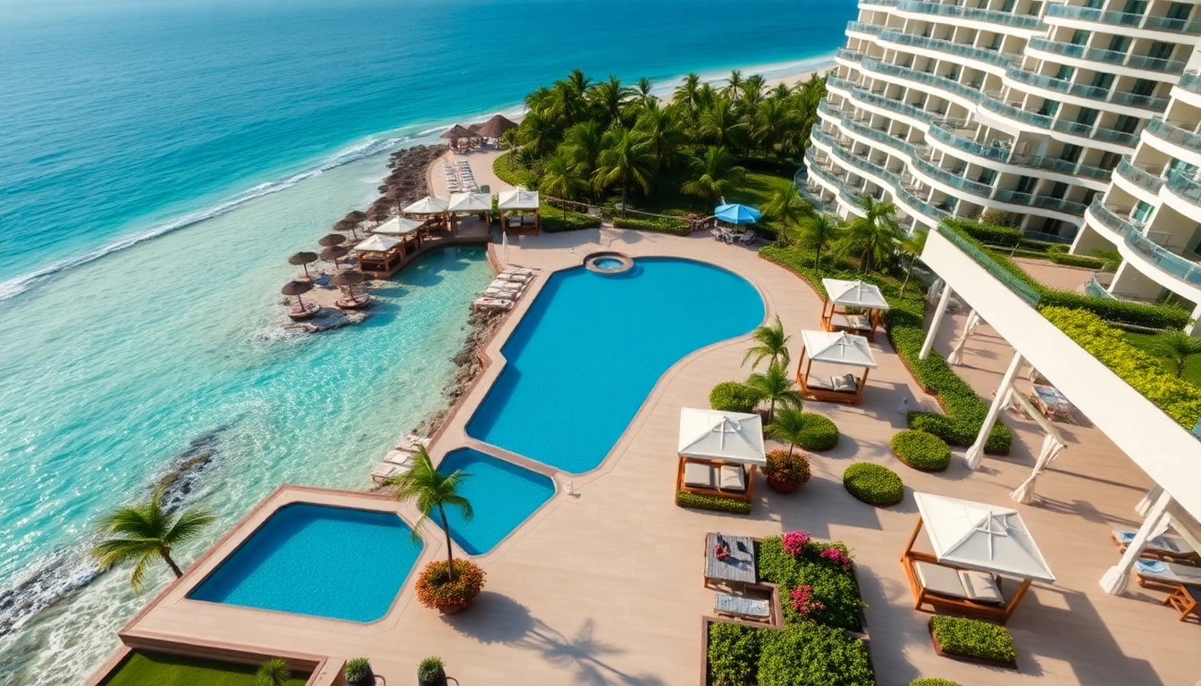 Relaxing scene of Luxury hotels Los Cabos with stunning infinity pools and scenic ocean backdrop.
