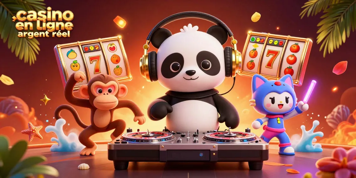 Profitez des jeux dans un casino en ligne argent réel avec des personnages animés et des éléments de jeu colorés.