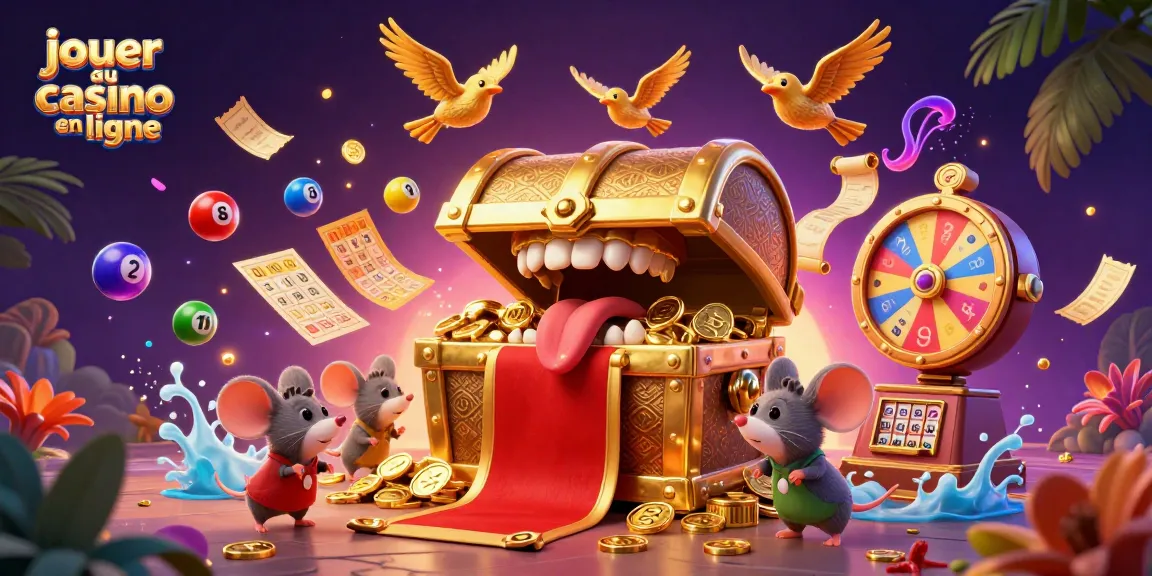 Amusez-vous en jouant au casino en ligne avec un magnifique trésor en illustration 3D.