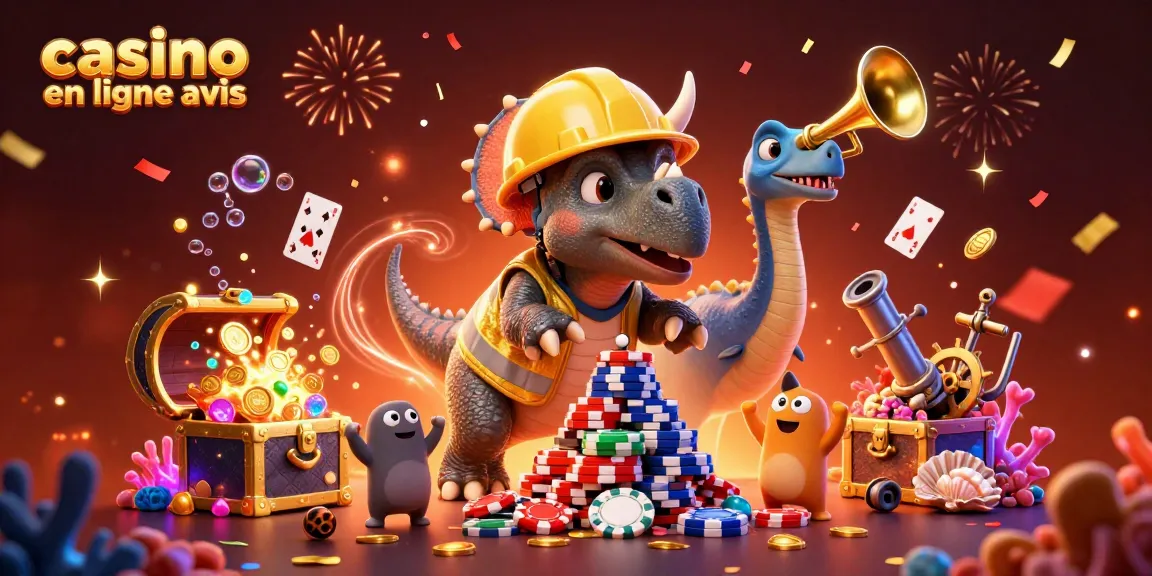 Des personnages de casino en ligne avis célèbrent l'explosion de trésors sous-marins et des jeux de cartes.