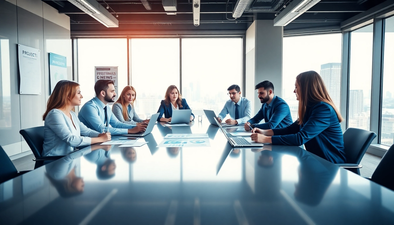 Team evaluating Bid-No-Bid Analysis during a professional meeting in a modern office.