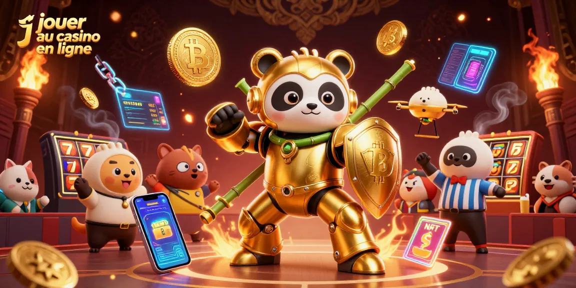 Jouer au casino en ligne avec un panda doré dans un robot aux éléments de jeu dynamique