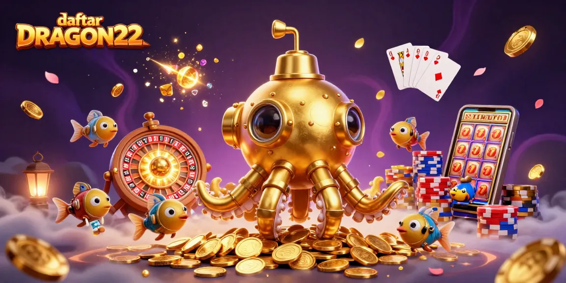 Experience the thrill of daftar DRAGON222 with vibrant illustrations of slots and winnings.