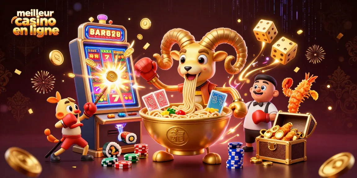 Découvrez le meilleur casino en ligne avec cette illustration ludique de personnages colorés et dynamiques.