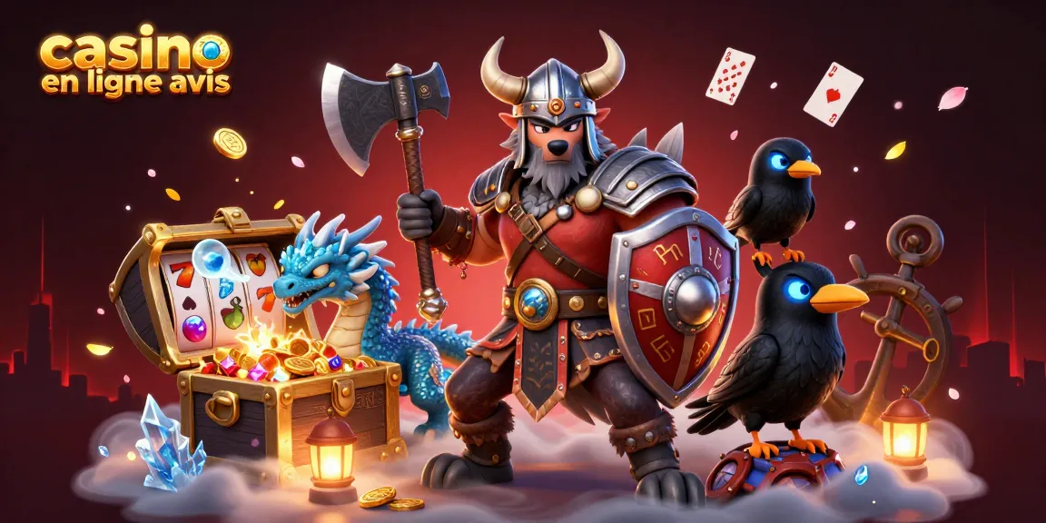 Découvrez un avis sur le casino en ligne avec un loup viking et des dragons au milieu d'un trésor.