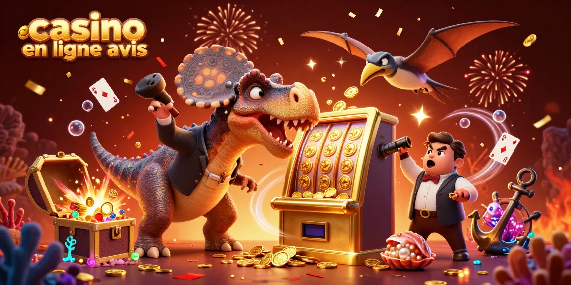 Illustration de casino en ligne avis avec un pachycephalosaurus jouant aux machines à sous en pleine action.