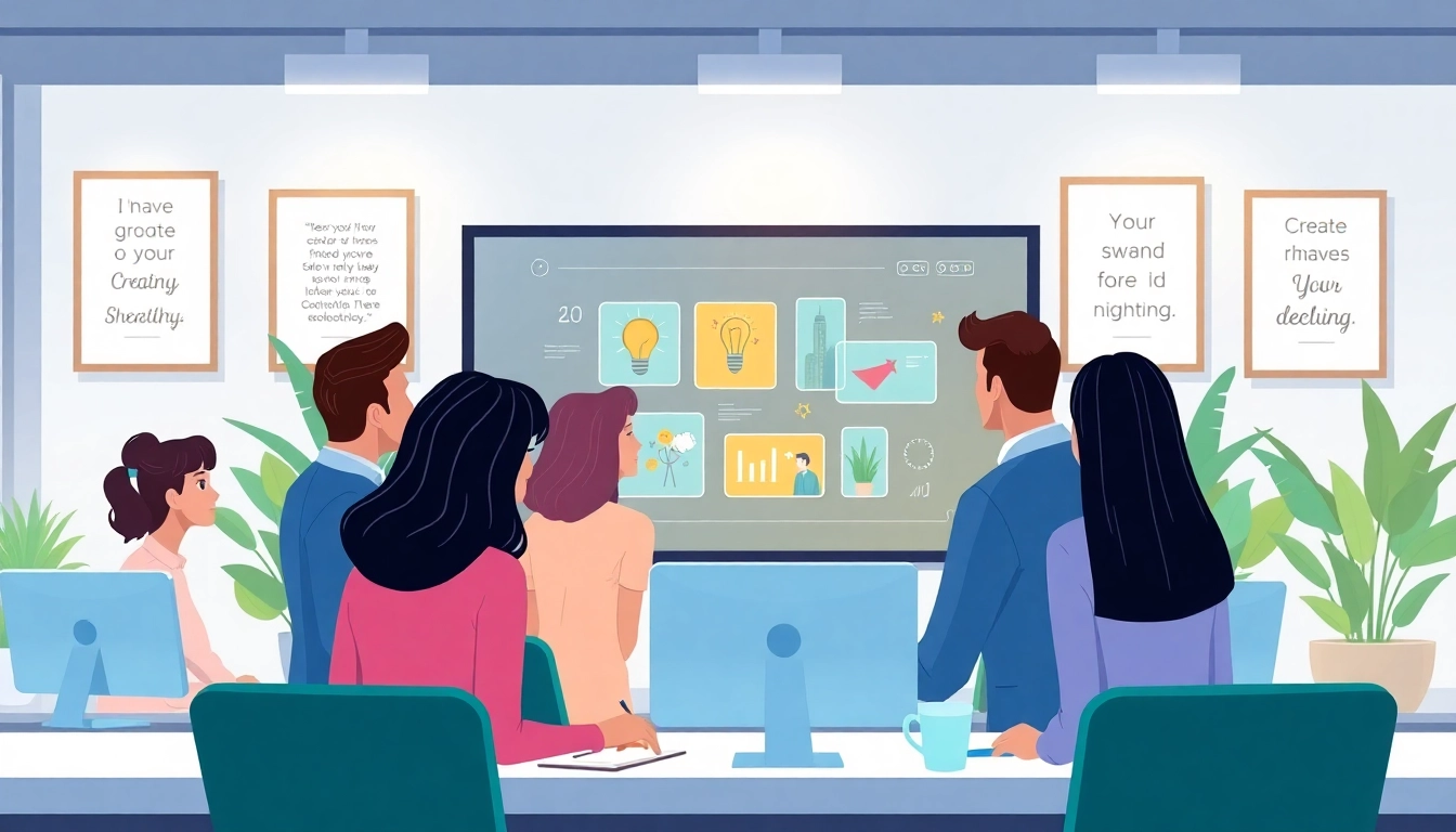 Unternehmensanimation: Kreative Büro-Szene mit animierten Charakteren, die zusammenarbeiten.