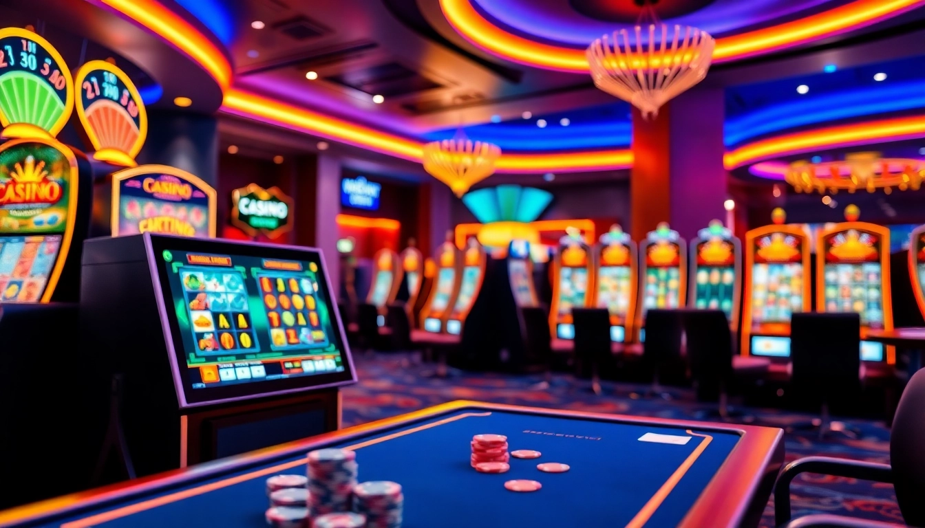 Engage with thrilling online casino Canada gameplay featuring vibrant slot games and exciting table setups.