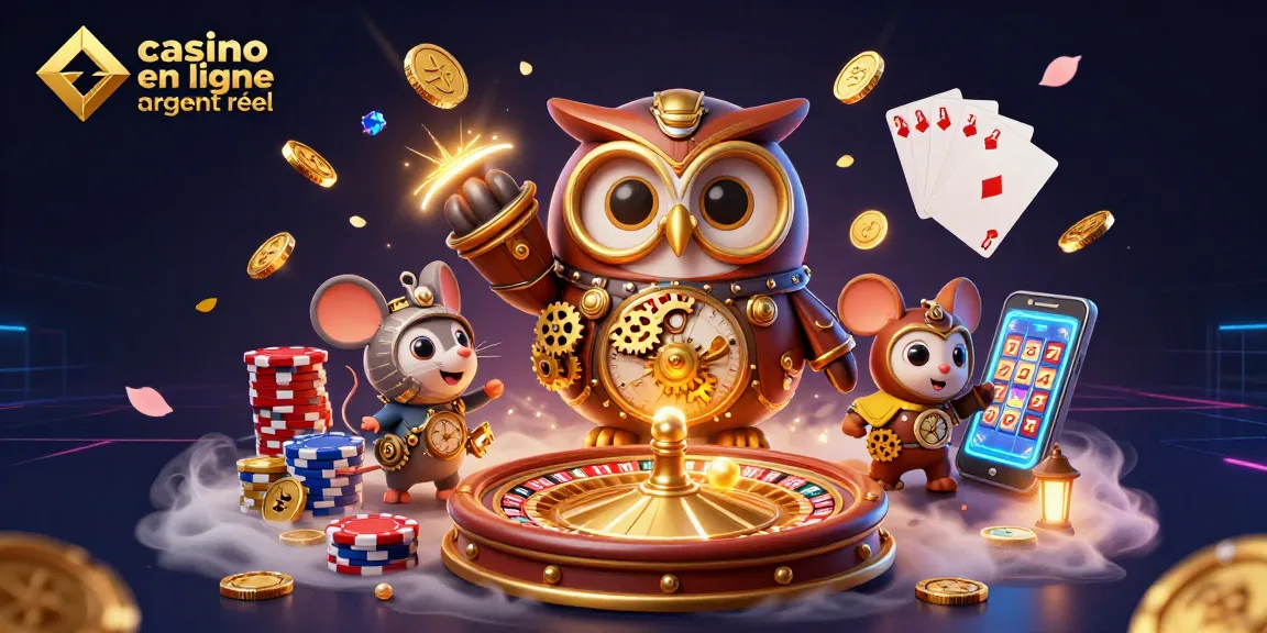 Jouer sur un casino en ligne argent réel avec l'hibou et la souris du temps dans un univers futuriste.