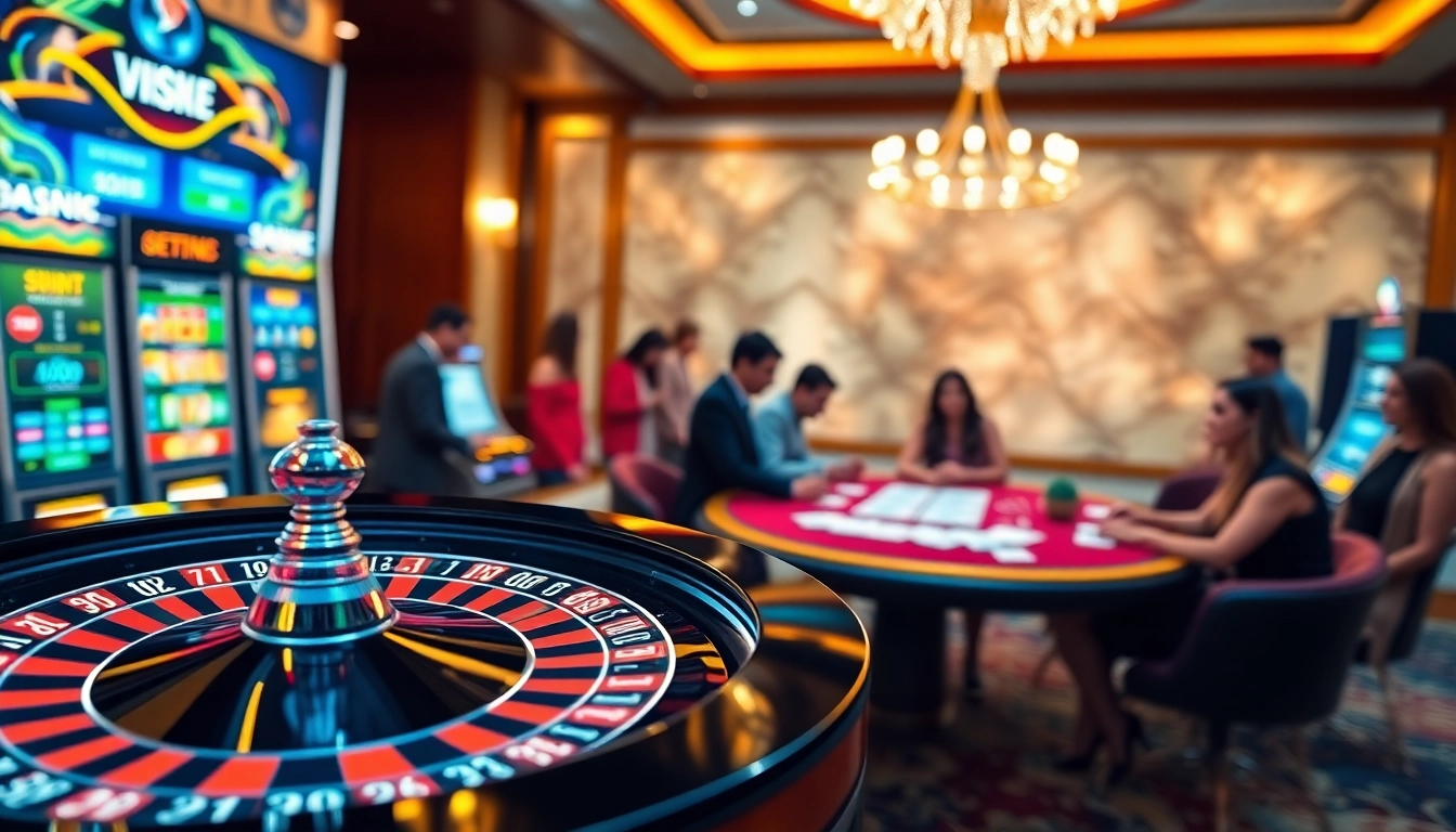 Participez à des jeux palpitants sur un site de casino en ligne présente des roulettes et des machines à sous vibrantes.