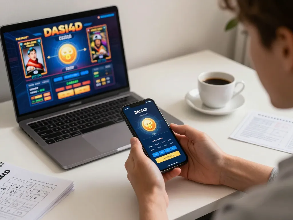 Untuk aplikasi permainan DASI4D yang sedang aktif di smartphone selama sesi taruhan strategis.