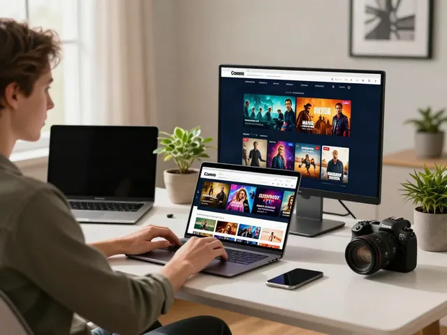 ZoeChip streaming experience in a modern home office showcasing vibrant web graphics.