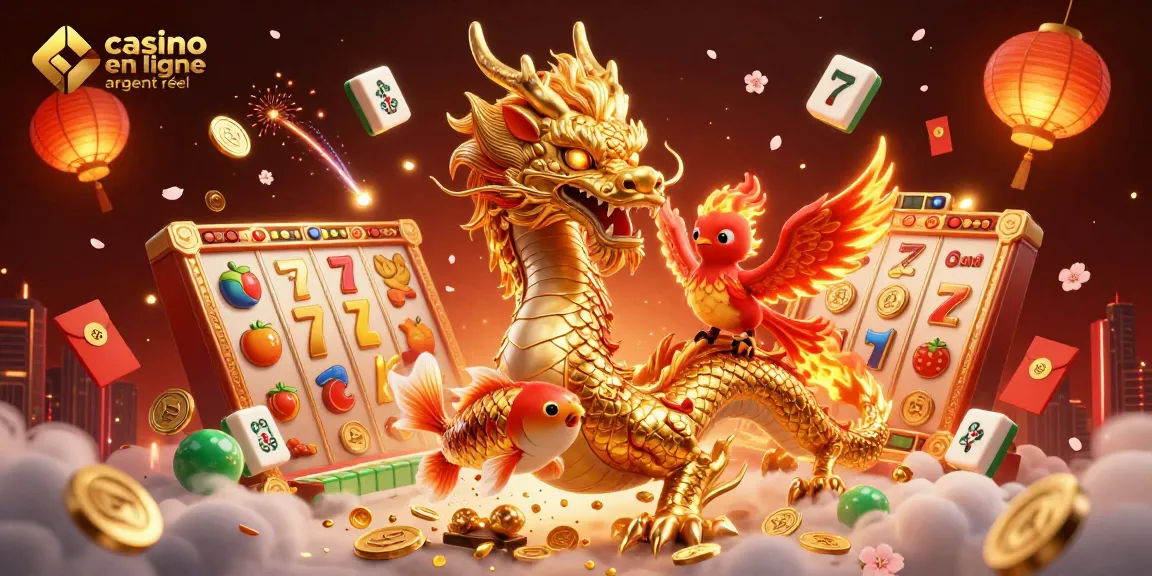 Jouez au casino en ligne argent réel avec cette illustration dynamique de casino évoquant la richesse et la chance.