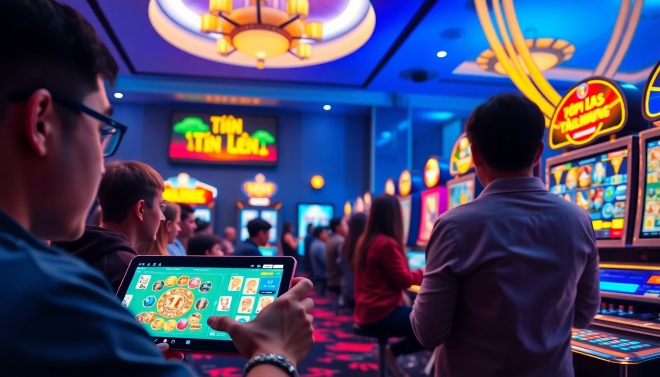 Dynamic online gaming scene from gamebaidoithuong.com.vc showcasing popular card games.