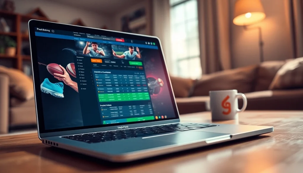 Engaging interface of online sportsbooks India on a laptop in a cozy setting.