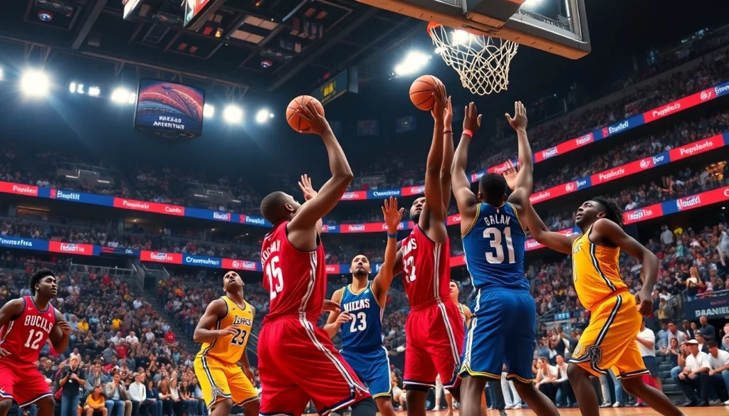 nba중계의 생생한 현장, 플레이어들이 경기를 펼치는 모습