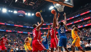 nba중계의 생생한 현장, 플레이어들이 경기를 펼치는 모습