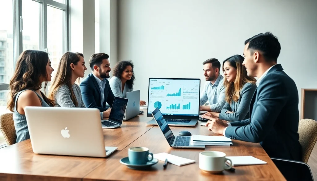 Collaborative team working on effective smm services strategies in a modern office setting.