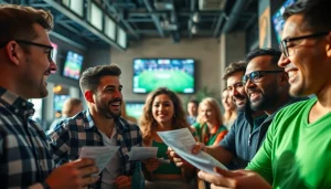 Explore online sportsbooks Oklahoma with enthusiastic bettors enjoying a modern sports betting environment.