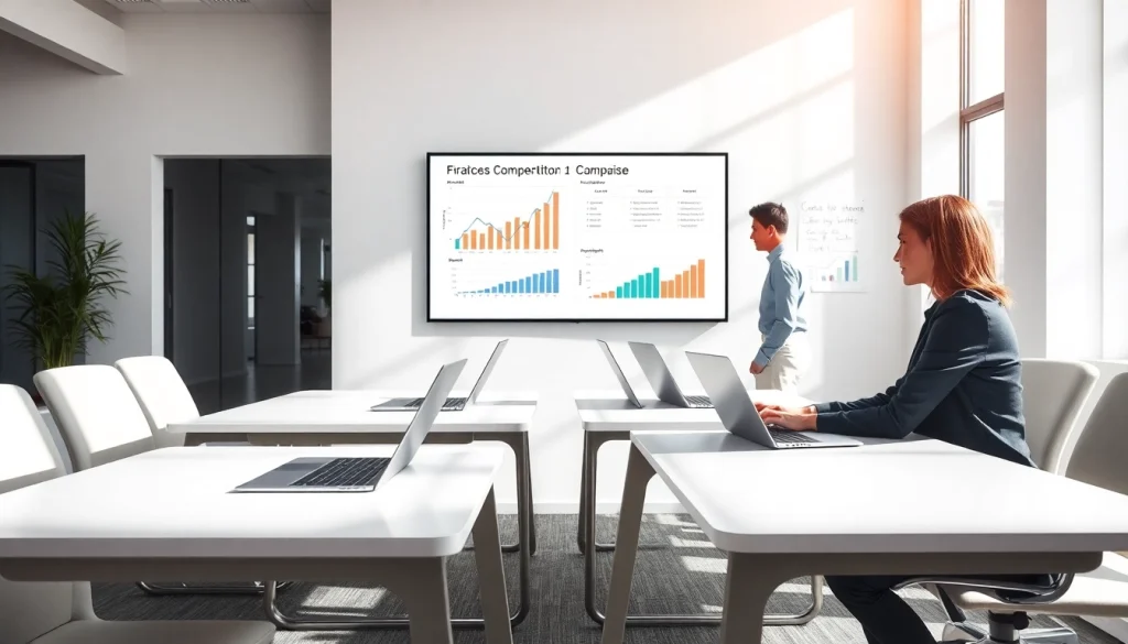 Analyze competitor pricing with strategic insights in a modern office environment.