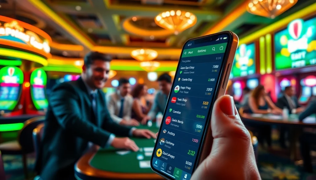 Discover engaging online sportsbooks California experience with a mobile interface in a lively casino.