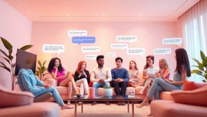 Engaging interface of sex chat AI with diverse avatars in a cozy environment.