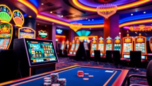 Engage with thrilling online casino Canada gameplay featuring vibrant slot games and exciting table setups.