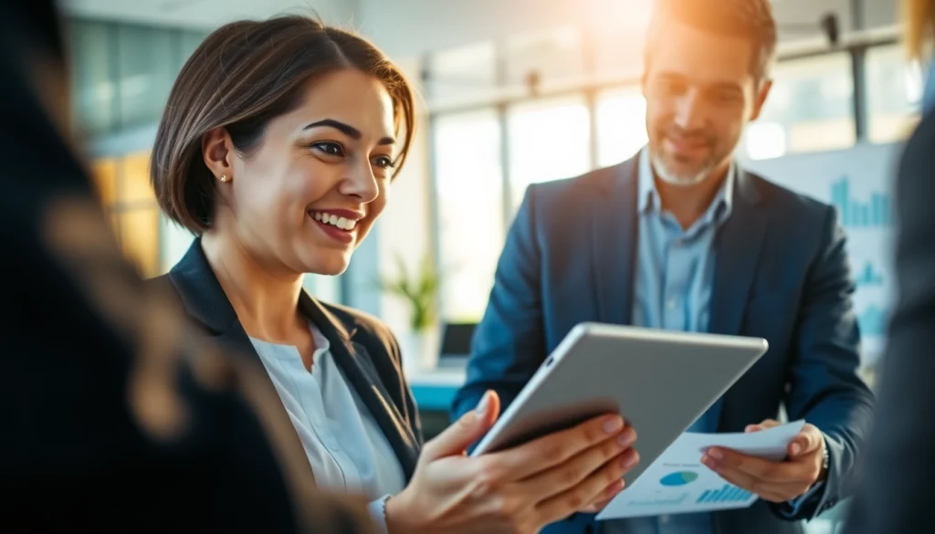 B2B sales jobs with high commission showcase professional interactions in a modern office setting.