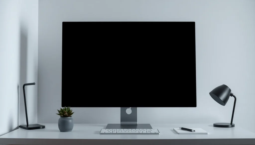 A calm black screen image ideal for reducing visual distractions and enhancing focus in workspace settings.