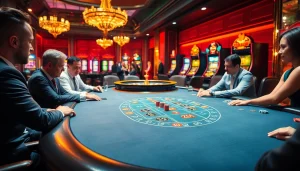 Engage with 79king's high-stakes poker table, illuminated by luxurious casino lights.