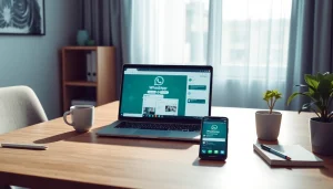 在笔记本电脑上显示的 WhatsApp Web 界面，突出展示快连VPN的功能以提升通信。