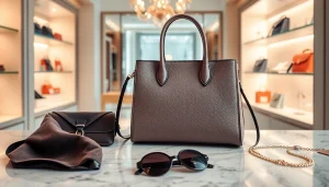 고급스러운 명품 이미테이션 핸드백이 장식된 우아한 인테리어의 사진