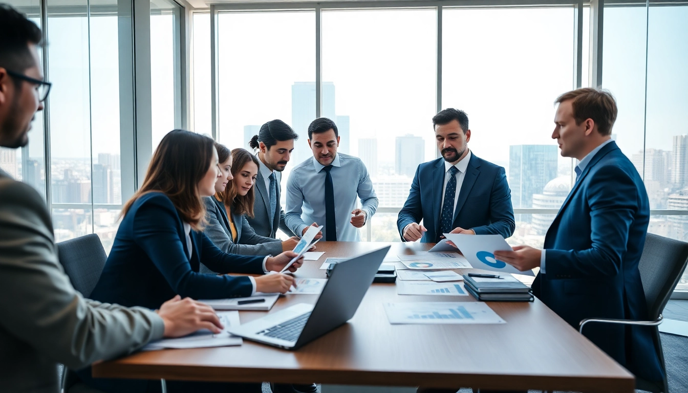 Team collaborating on b2b competitive intelligence in a modern office space